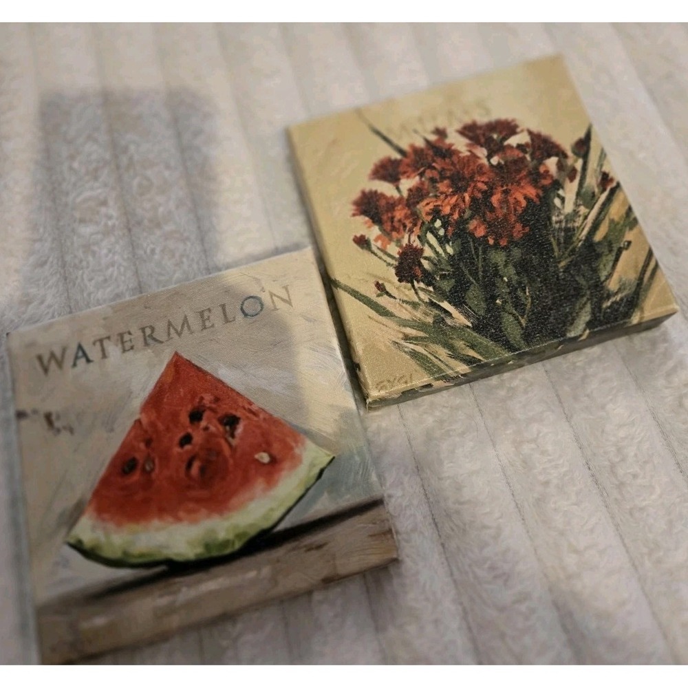 Watermelon Mums Giclee Art Wrapped Canvas Wall Darren Gyg Decor 5x5" Ea Pictures